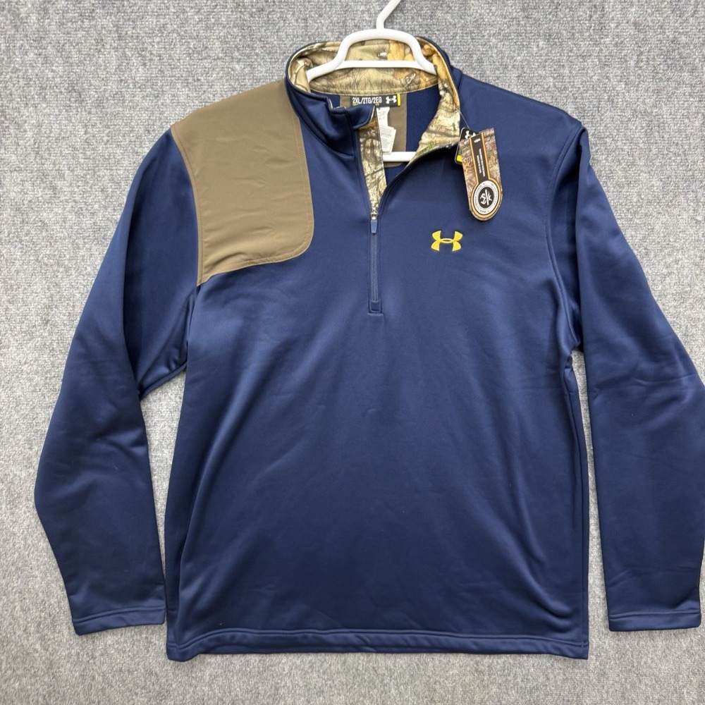 Under Armour Pullover 1/4 Zip Realtree blue long sleeve Men's size 2XL coldgear - Picture 9 of 10